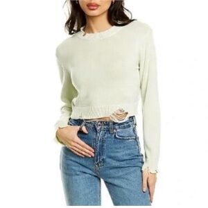 525 America Distressed Crewneck Sweater | Light Green | Size Medium